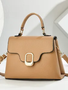 Elegante Borsa a Mano da Donna in Pelle PU a Grana Litchi Grande Capacità Borsa a Tracolla per il Pendolarismo Quotidiano