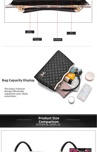 Vue détaillée des poches de ce sac à main matelassé montrant sa grande capacité