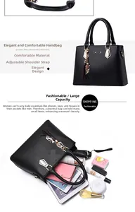 Détail du sac cabas noir montrant une grande capacité pour tablette et produits de beauté