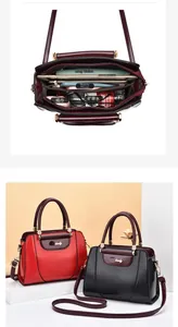 Detail of spacious interior layout for 9.7-inch iPad in vintage faux leather handbag