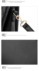 Detail of sturdy arch-design handle and golden high-gloss hardware on black PU leather bag