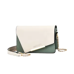 Sac à bandoulière Romantic Paris beige et vert avec accents en métal doré