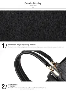 Detailansicht der schwarzen Handtasche aus Leder mit goldfarbenen Metallbeschlägen