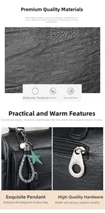 Close-up of black lychee texture leather with silver star pendant and smooth zipper detail