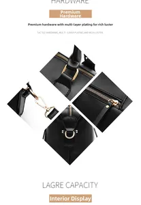 Détails du sac en cuir grainé noir avec des garnitures métalliques dorées brillantes