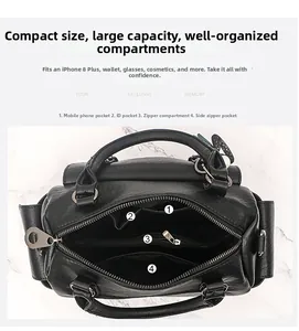 Interior layout of Boston bag featuring phone pocket and zippered compartments
