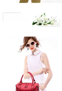 Mannequin portant un sac Boston en cuir rouge avec chemise sans manches et lunettes