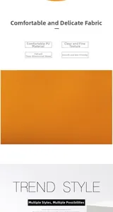 Close-up of premium orange PU leather texture showing soft grain and glossy finish