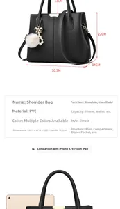 Vue détaillée du sac à main noir en PVC avec texture litchi et fermoir doré