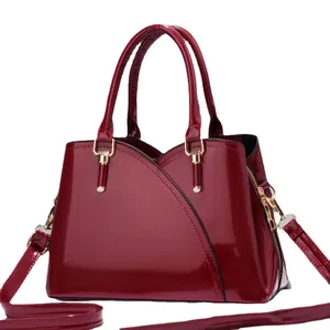 Borsa a Mano da Donna in Vernice PU Lucida Elegante Borsa a Mano Con Tracolla Regolabile per Moda Donna Quotidiana