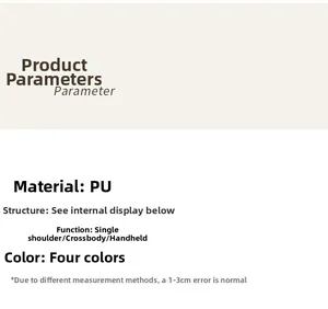 Detailed parameter chart showing PU material, multi-way carry functions and size information