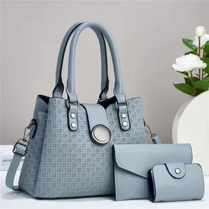 PU Leather Women Tote Handbag And Envelope Clutch And Coin Purse Woven Texture Large Capacity Crossbody Bag Elegant