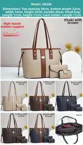 Detailed view of large tote bag interior lining and dimensions for the two-piece set