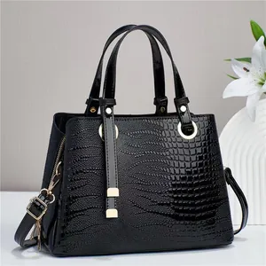 Women Retro Crocodile Pattern PU Leather Handbag Large Capacity Fashion Tote Bag With Detachable Shoulder Strap Daily Bag