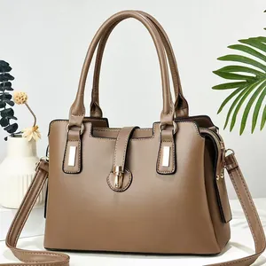 Borsa a Mano da Donna in Pelle PU Retro Grande Capacità Tracolla Con Chiusura in Metallo Doppio Manico Cinturino Rimovibile Borsa Quotidiana