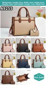 Detailansicht des Taschensets mit Maßen 27x22x13cm und passendem Kartenhalter