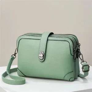 Women's Elegant PU Leather Litchi Texture Crossbody Bag Multi Compartment Zipper Shoulder Bag With Adjustable Strap Commute Daily Fashion Accessory