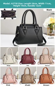Detailed view of large capacity crossbody handbag with pebbled PU leather and dimensions