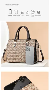 Détail de la capacité intérieure du sac cabas avec fente pour téléphone et accessoires