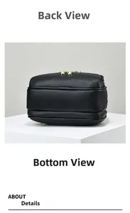 Gros plan d'un sac en cuir noir avec fermeture éclair dorée et détails de perles