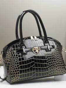 Women Luxury Crocodile Pattern Handbag Large Capacity PU Leather Shoulder Crossbody Bag Fashion Embossed Tote Purse