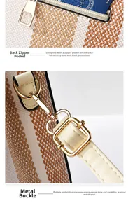 Detail der rückseitigen Anti-Diebstahl-Tasche und vergoldeten Metallbeschläge der Tasche