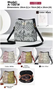 Detailed view of bucket bag dimensions 20x10x20cm with wave pattern and interior storage