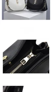 Vue détaillée de la fermeture éclair dorée et du cuir texturé de ce sac à main