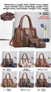 Three-piece handbag set with dimensions 32x13x22cm shown in seven stylish colors