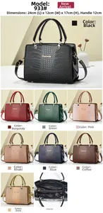 Detail view of crocodile pattern tote bag in eight colors with size 24x12x17cm info