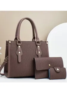 Ensemble de sacs 3 pièces avec motifs ondulés et bandoulière réglable pour femme