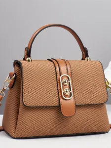 Borsa a Spalla da Donna in Pelle PU con Trama Intrecciata Borsa a Mano Squadrata Retro Tracolla per Pendolarismo Quotidiano Grande Capacità