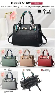 Spécifications de taille du sac cabas gaufré crocodile avec poignée foulard en soie