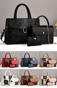 Detailed size specifications for 3-piece faux crocodile skin tote bags in multiple colors