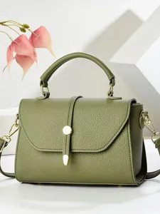 Women's Pebbled PU Leather Shoulder Bag Metal Buckle Large Capacity Chic Commuter Handbag Small Square Crossbody Bag Fashion Daily Bag