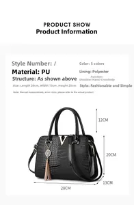 Detailed size specifications for the crocodile pattern handbag with gold hardware