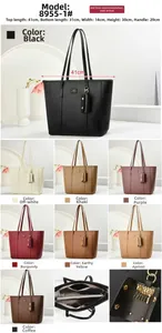 Detaillierte Größenangaben und Innenfächer der geräumigen Damen Handtasche aus PU-Leder