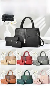 Detailed view of large crocodile texture tote bag with dimensions and multi-color set options