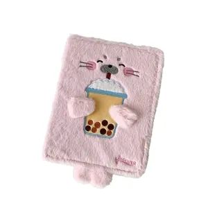 Pink plush seal photocard album with cute embroidery for polaroid storage