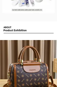Detail view of vintage Boston bag capacity showing space for phone, wallet and cosmetics