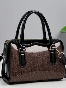 Women Boston Bag Sequin Glitter PU Leather Top Handle Handbag Retro Style Shoulder Crossbody Bag Fashion Party Handbag