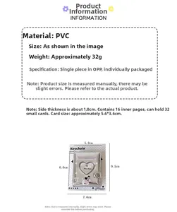 Tableau des tailles pour mini album photo en PVC avec dimensions des pages internes