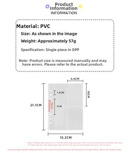 Detailed technical drawing of A5 6-ring PVC clear sleeve inserts with exact measurements