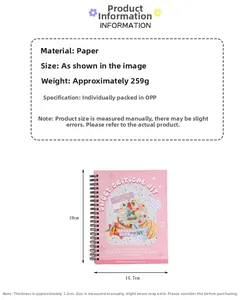 Pink spiral notebook with sweet dessert illustration showing 19x14.7x1.2cm dimensions