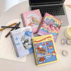 Cute Cake Illustration Spiral Notebook Sweet Dessert Pattern Paper Plan Book For Students School Office Writing Journal