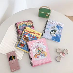 Detail shot of dessert theme spiral notebooks and a 6-color quick-dry gel pen set stationery