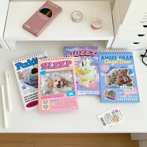 Set of 4 weekly planners with colorful spiral bindings and cute animal theme designs