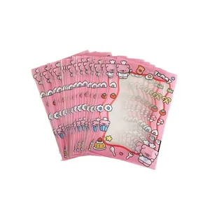 Pink cartoon card sleeves with pig chef design and transparent window for idol cards