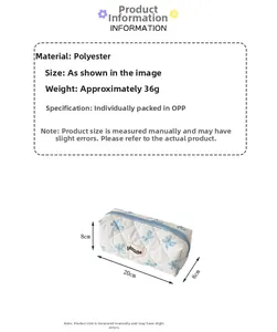 Polyester pencil case with blue butterfly print, 20x8x8cm dimensions and zipper closure