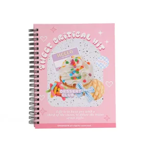 Pink dessert themed spiral notebook with sweet illustration and colorful cake patterns